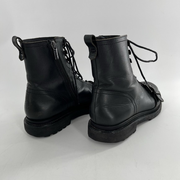 Franco Sarto Booties Ankle Boot Block Heel Buckle Lace Zip Moto Black 8.5 Goth - Picture 9 of 16